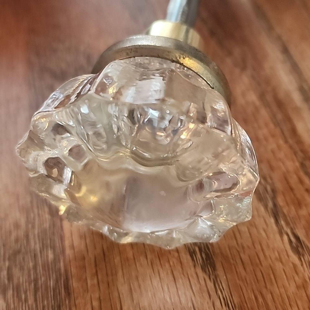 Antique Double Clear Glass Door Knobs With Rod